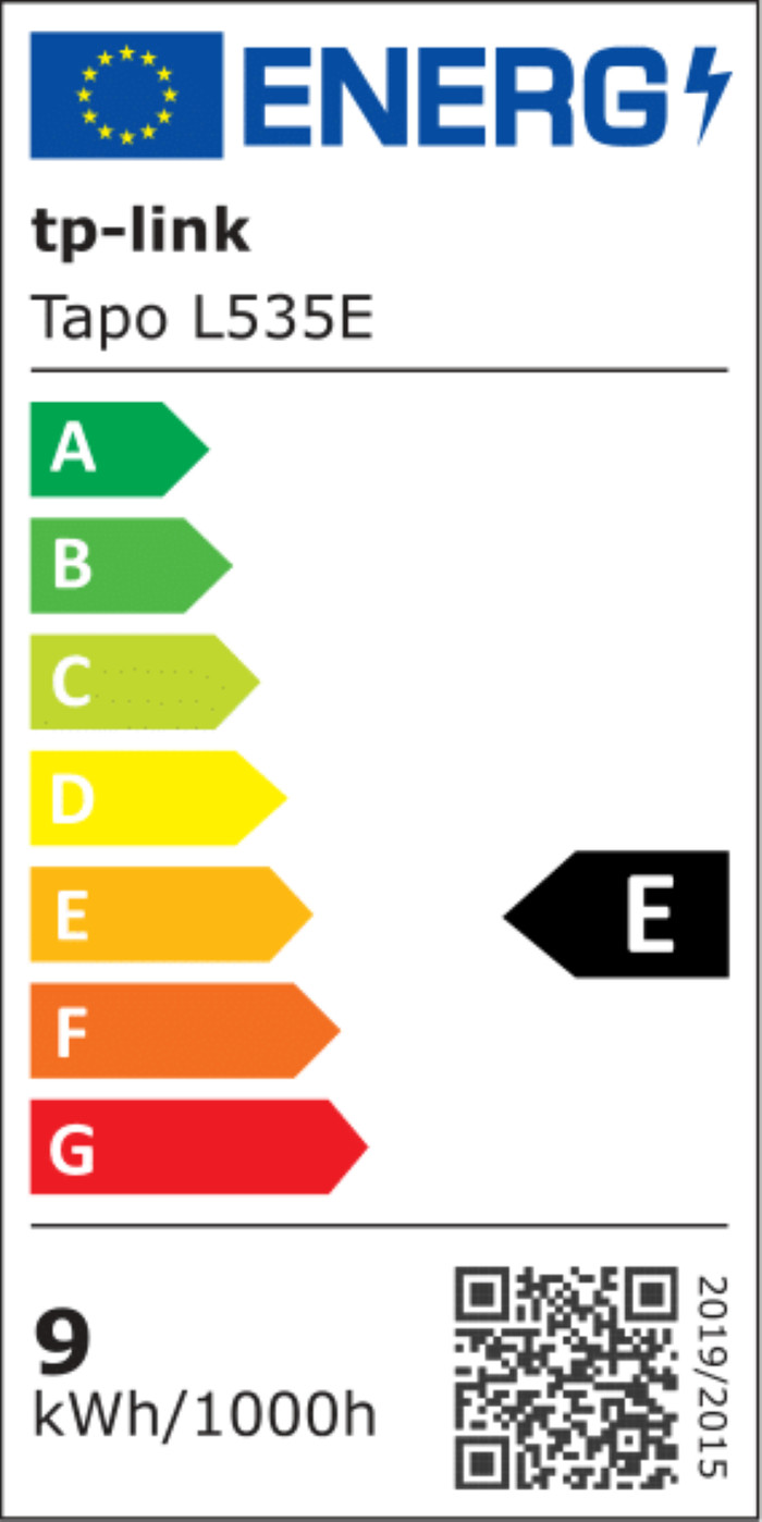 TP-Link Tapo L535E - White and Colored Light - E27 energy label
