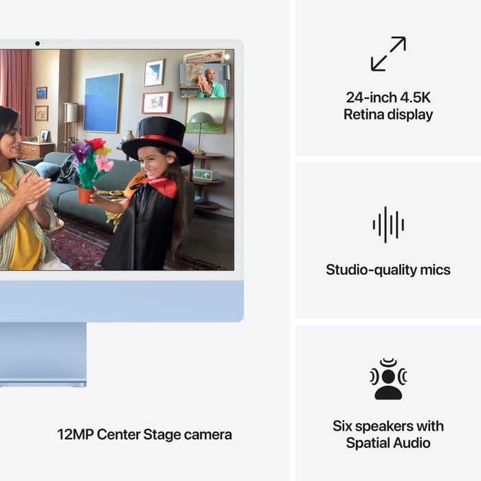 Apple iMac 24 Pouces M4 (CPU 8 Cœurs/GPU 8Cœurs) 16 Go/256 Go Bleu AZERTY visuel fournisseur