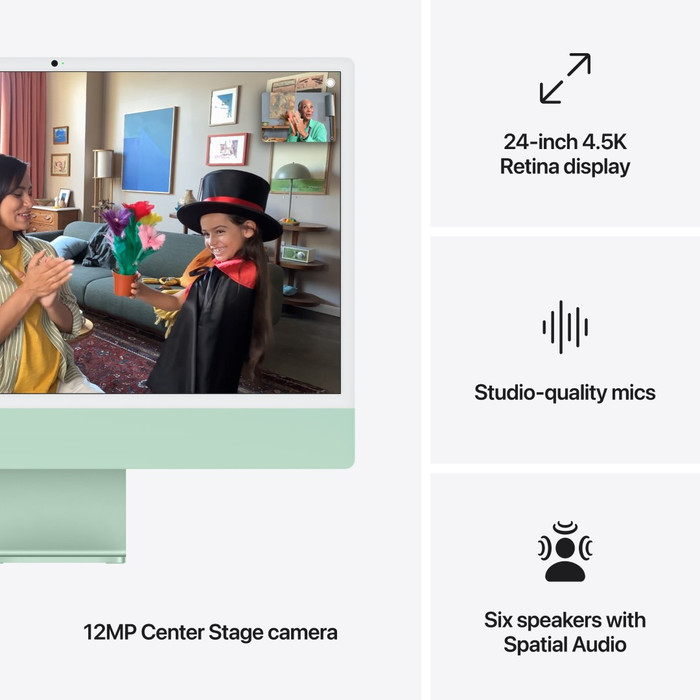 Apple iMac 24 Pouces M4 (CPU 10 Cœurs/GPU 10 Cœurs) 16 Go/256 Go Vert AZERTY visuel fournisseur