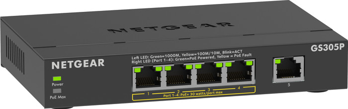Netgear GS305Pv3 linkerkant