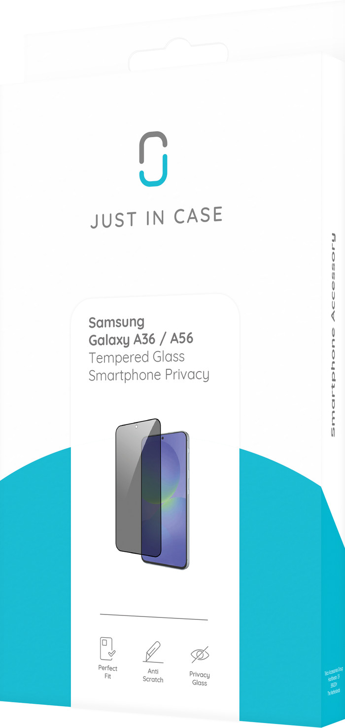 Just In Case Full Cover Samsung Galaxy A36/A56 Screenprotector Zwart verpakking