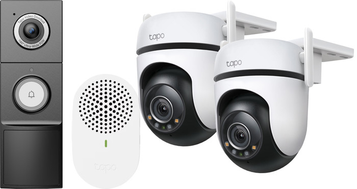 TP-Link Tapo C520WS Duo Pack + D235 Smart Battery & Wired Doorbell Main Image