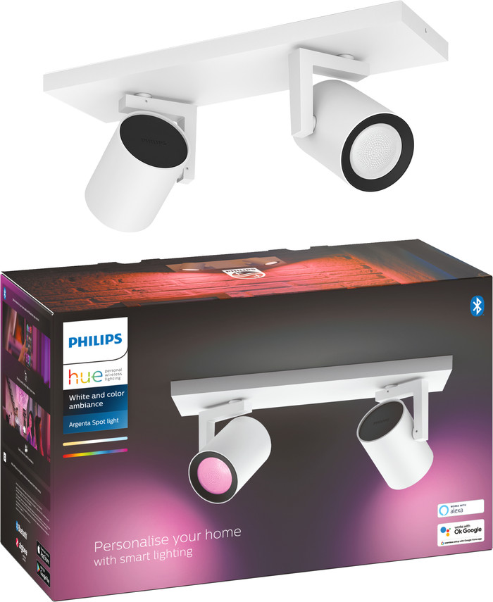 Philips Hue Argenta Spot Monté en Surface White and Color - Blanc - 2 Spots emballage