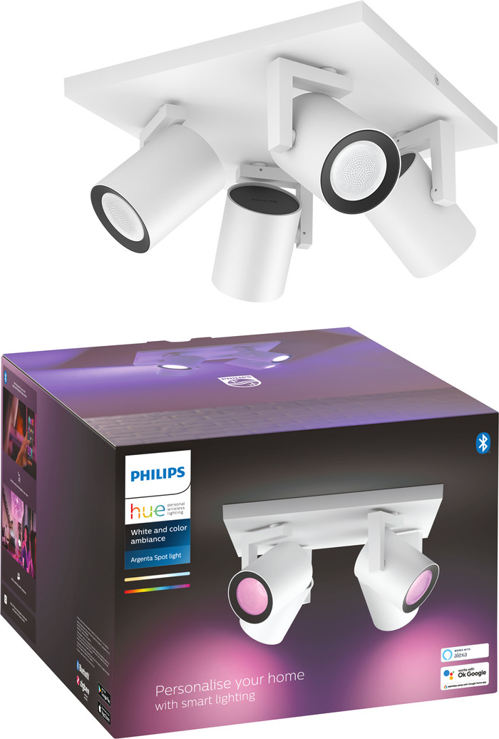 Philips Hue Argenta Spot Monté en Surface White and Color - Blanc - 4 Spots emballage
