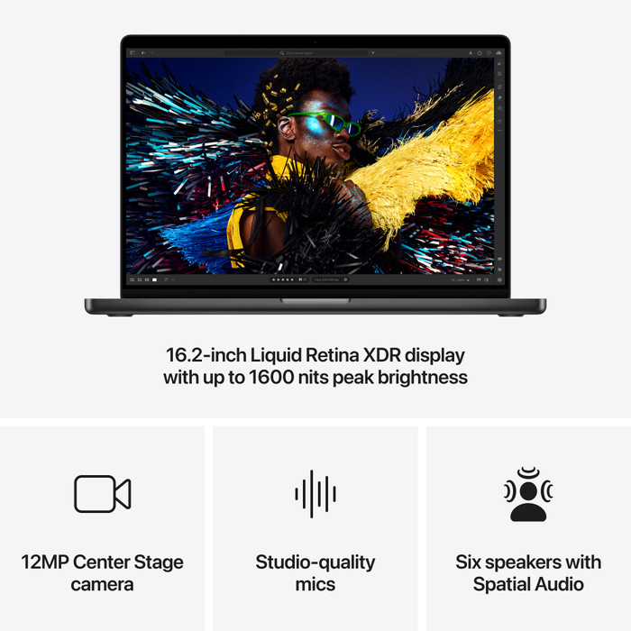 Apple MacBook Pro 16 inch M4 Pro (14 core CPU/20 core GPU) 48GB/512GB met nano display Spacezwart AZERTY visual leverancier