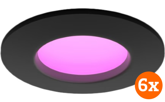 Philips Hue Recessed Spot Light Slim 6-pack - White and Color - 90mm - Black Main Image