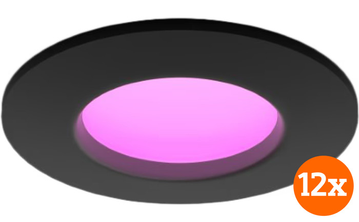 Philips Hue Recessed Spot Light Slim 12-pack - White and Color - 90mm - Black Main Image