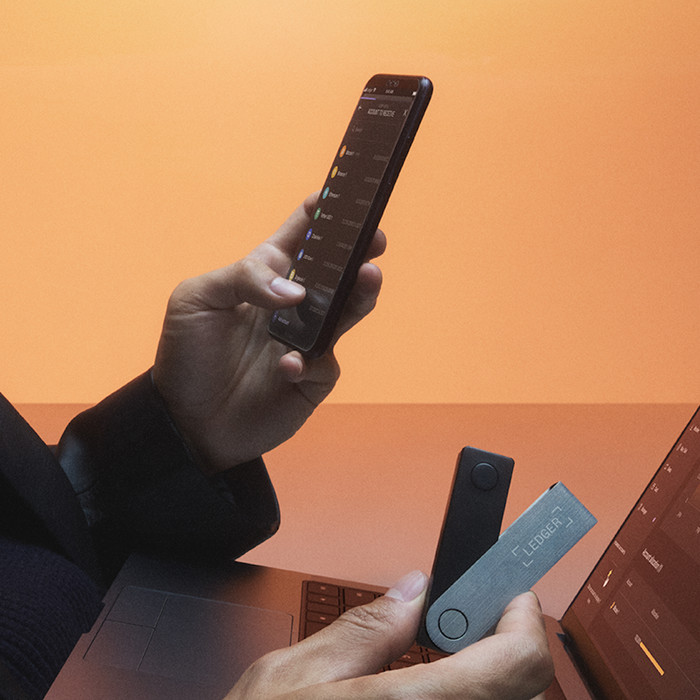 Ledger Nano X Gold product in gebruik