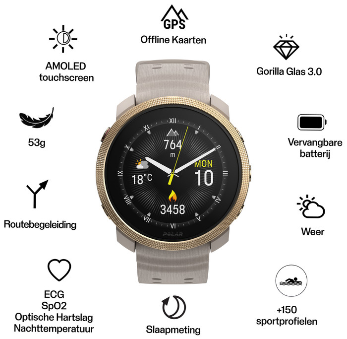 Polar Vantage M3 Or/Beige détail