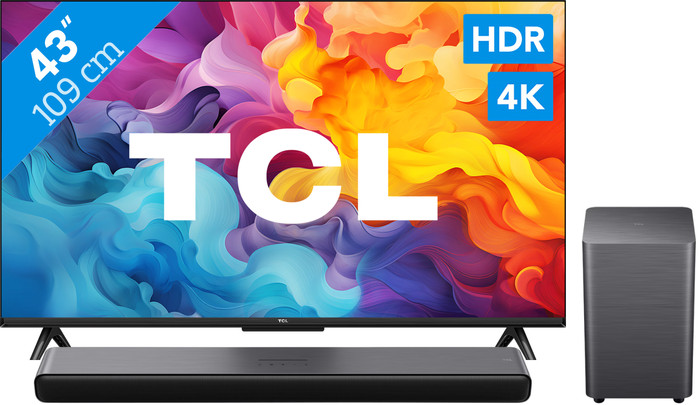 TCL 4K Led 43P61B + TCL S55H 2.1 Soundbar Main Image