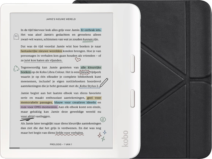 Kobo Libra Colour Blanc + BlueBuilt Book Case Noir Main Image