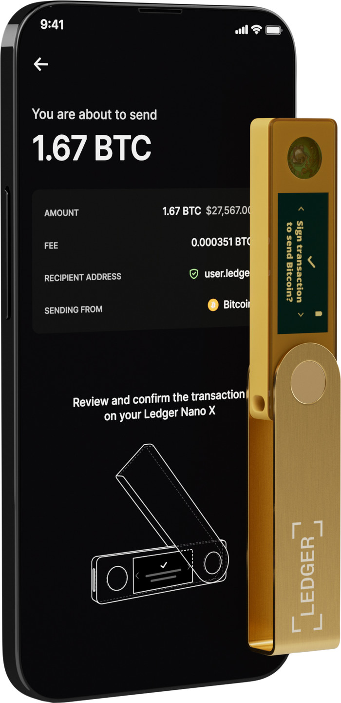 Ledger Nano X Gold product in gebruik