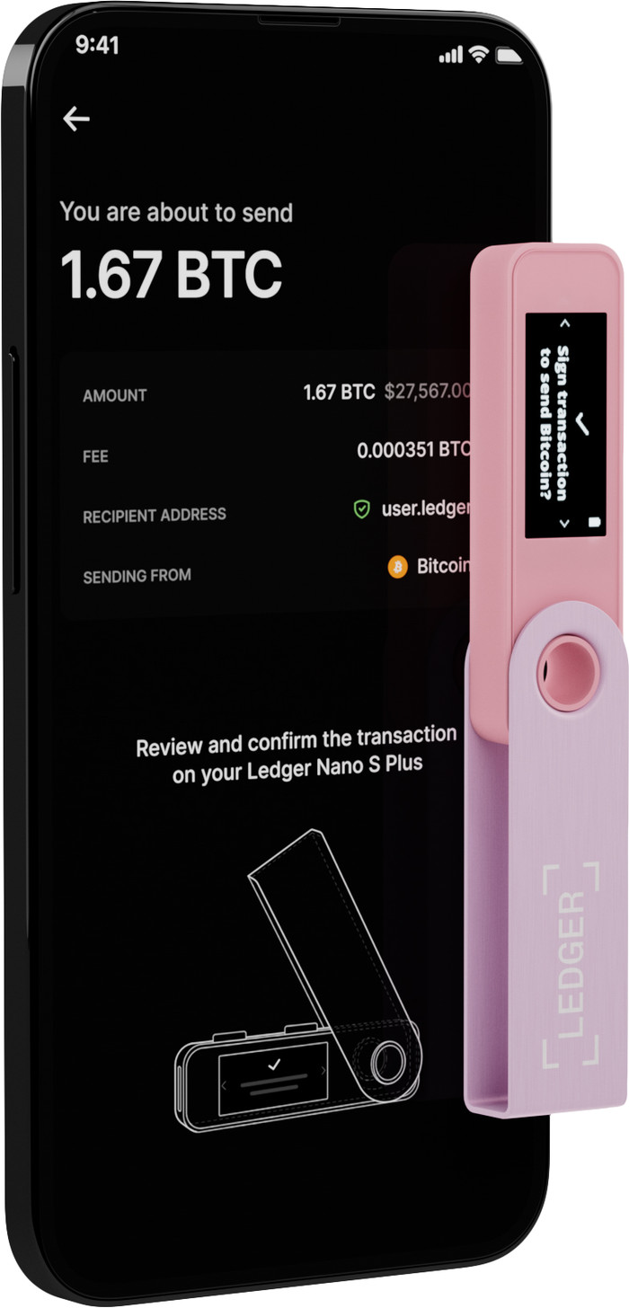 Ledger Nano S Plus Pastel Pink product in use