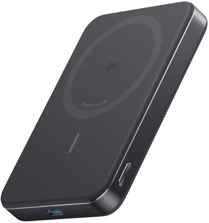 Anker MagGo Slim Batterie Externe Sans Fil avec MagSafe et Qi2 10 000 mAh avec Charge Rapide Noir Main Image