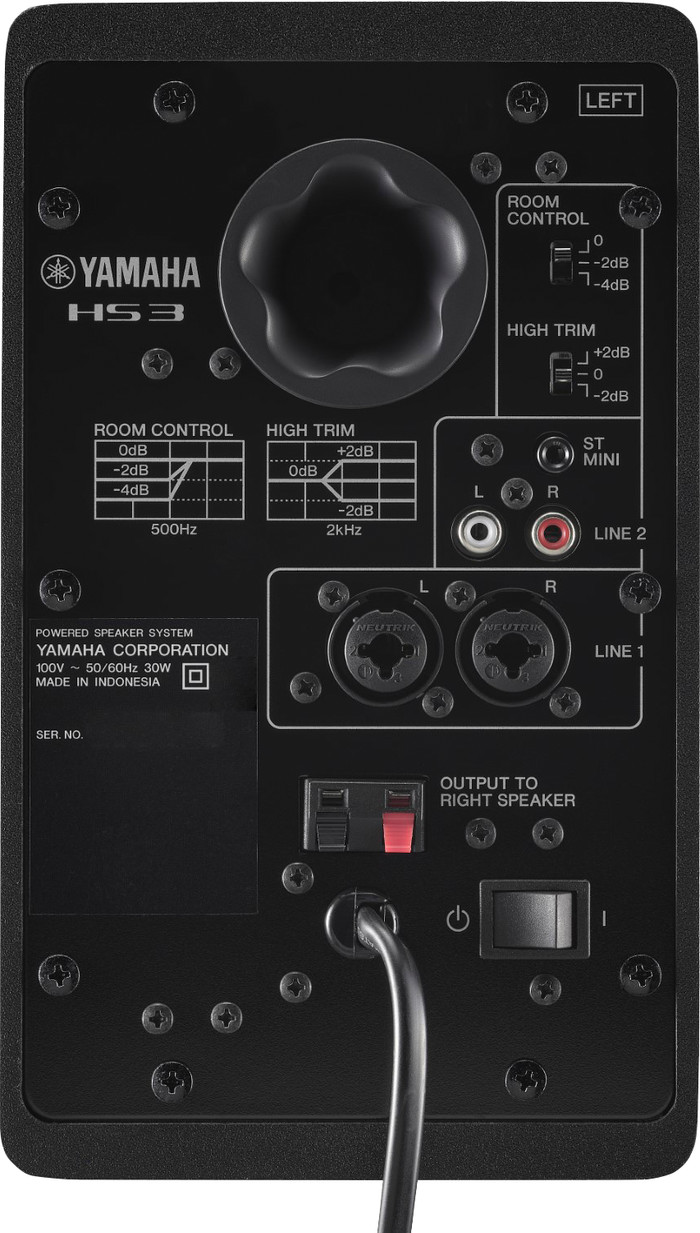 Yamaha  HS 3 Zwart (per paar) achterkant
