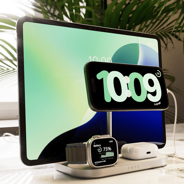 Zens 4-en-1 MagSafe avec Chargeur Sans Fil Qi2 15 W avec Support, Support pour Watch et Support pour iPad Noir visuel fournisseur