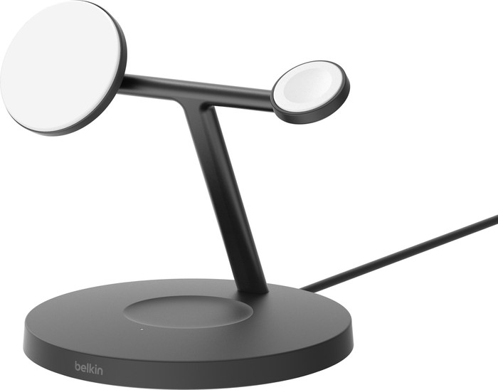 Belkin Boost Charge Pro Chargeur Sans Fil MagSafe et Qi2 3-en-1 15 W avec Support Noir avant