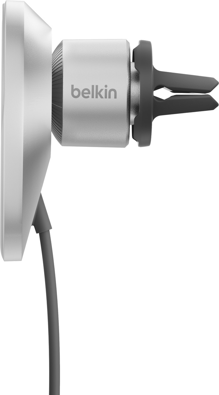 Belkin Support de Téléphone Voiture Grille d'Aération avec Charge MagSafe et Qi2 Argent côté droit