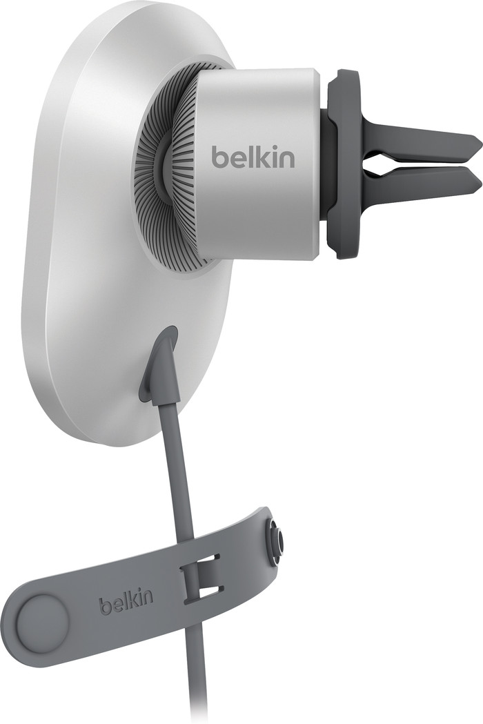 Belkin Support de Téléphone Voiture Grille d'Aération avec Charge MagSafe et Qi2 Argent côté droit