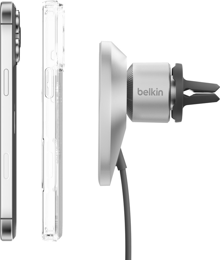 Belkin Support de Téléphone Voiture Grille d'Aération avec Charge MagSafe et Qi2 Argent produit à l'usage