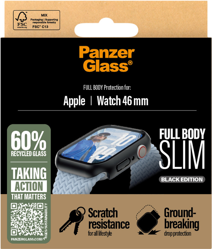 PanzerGlass Full Body Apple Watch 46mm Screen Protector Black packaging