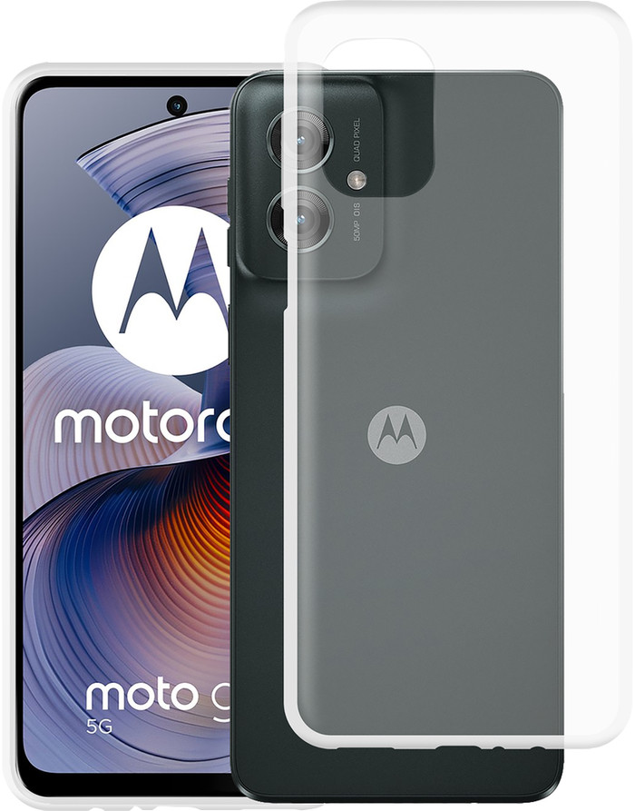 Just in Case Soft Design Motorola Moto G55 Back Cover Transparant product in gebruik