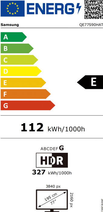 Samsung OLED 77" S90H (2026) energielabel