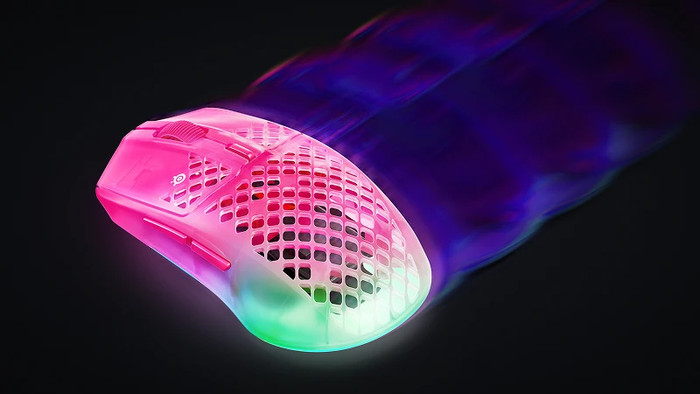 SteelSeries Aerox 3 Gen 2 Wireless Gaming Mouse Magenta product in use