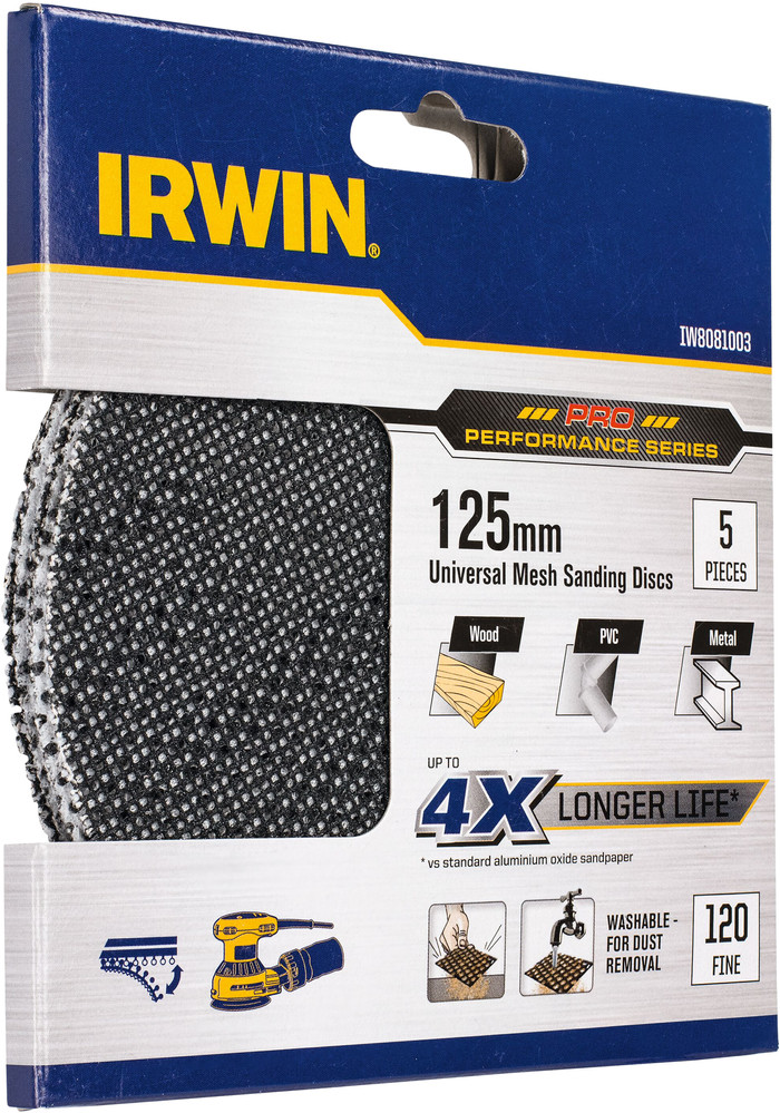 Irwin Maille Abrasive 125 mm G120 (5x) emballage
