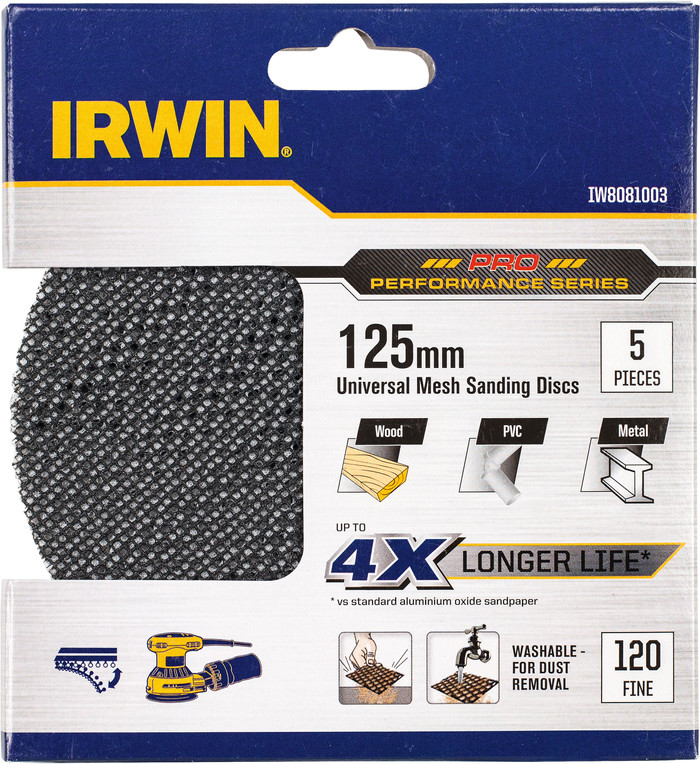 Irwin Maille Abrasive 125 mm G120 (5x) emballage