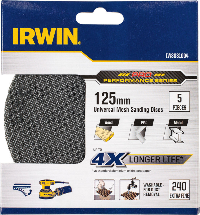 IRWIN Sanding Mesh 125mm K240 (5x) packaging