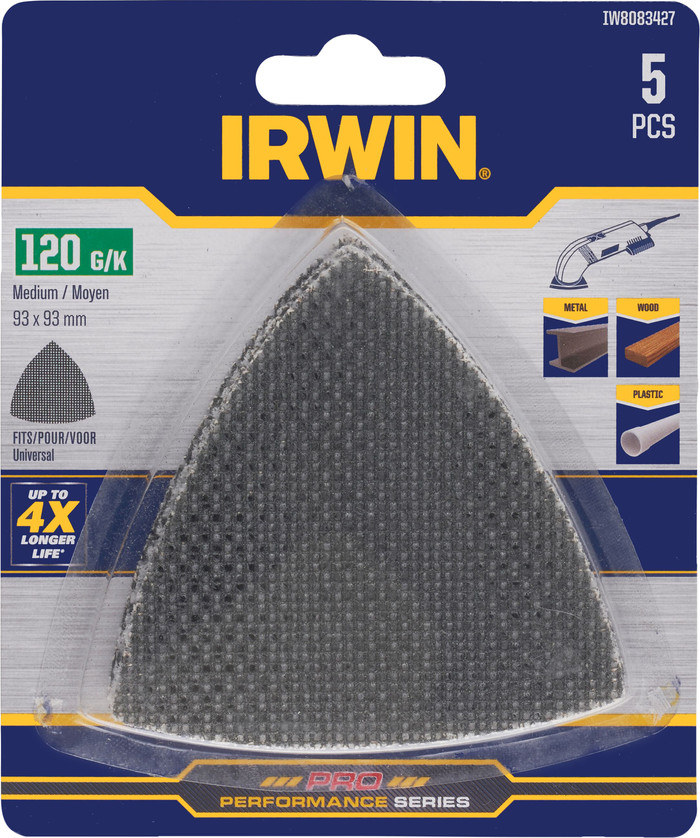 IRWIN Sanding Mesh Delta 93x93mm K120 (5x) packaging