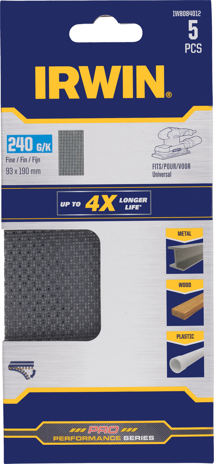 Irwin Schuurgaas 1/3 Vlakschuur 190x93 mm K240 (5x) verpakking