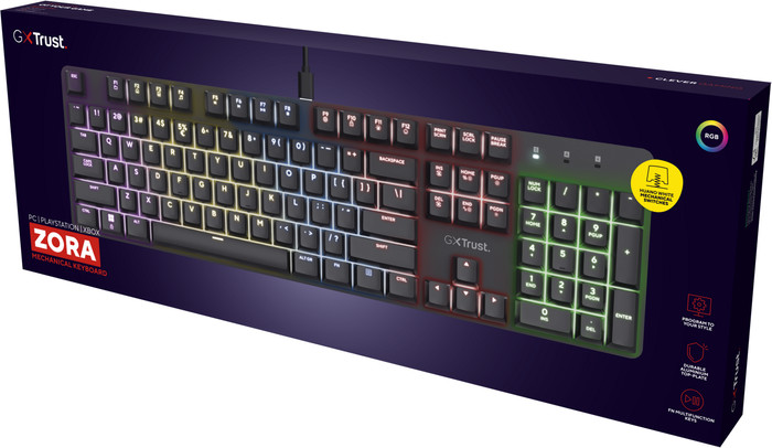 Trust GXT 871 Zora Mechanical Gaming Keyboard AZERTY packaging