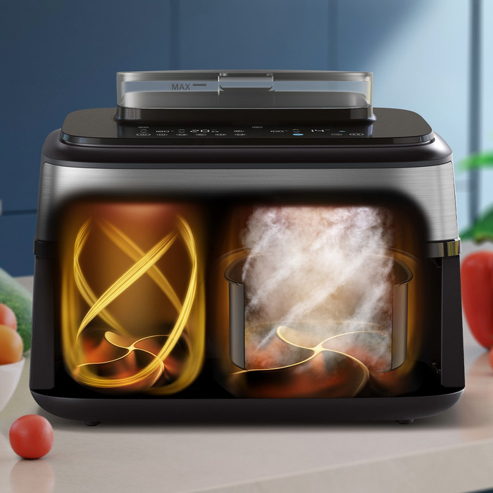 Friteuse Sans Huile Philips Airfryer NA555 00 Double Panier 9L - Cuisson Air Et Vapeur, 19 Programmes