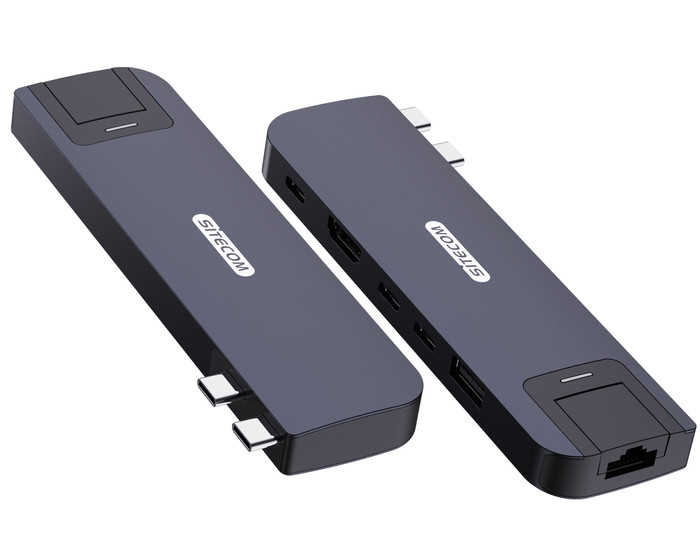 Sitecom MacBook Air Multiport Hub 6-en-2 Bleu Foncé avant