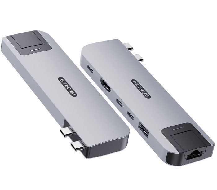 Sitecom MacBook Air Multiport Hub 6 in 2 Zilver voorkant