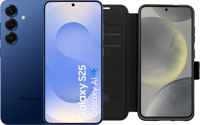 Samsung Galaxy S25 512GB Donkerblauw 5G + BlueBuilt Book Case Zwart Main Image