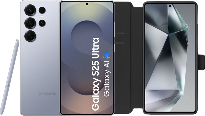 Samsung Galaxy S25 Ultra 256GB Zilver 5G + BlueBuilt Book Case Zwart Main Image