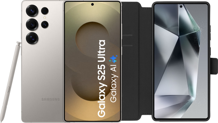 Samsung Galaxy S25 Ultra 256GB Grijs 5G + BlueBuilt Book Case Zwart Main Image