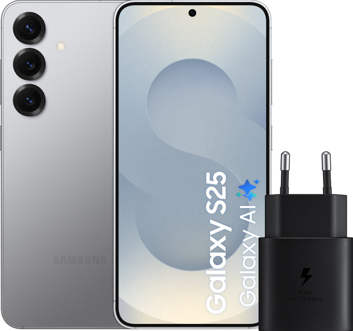 Samsung Galaxy S25 128 Go Argent 5G + Samsung Chargeur 25 Watts Noir Main Image