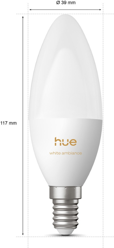 Philips Hue Kaarslamp White Ambiance E14 Duo Pack detail