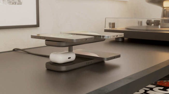 Zens 4-in-1 Wireless Charger 15W with Stand and MagSafe Magnet Black visual supplier