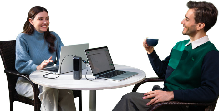 Anker Power Bank 25,000mAh with Fast Charging Black product in use