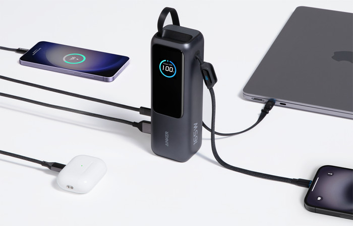 Anker Power Bank 25,000mAh with Fast Charging Black product in use