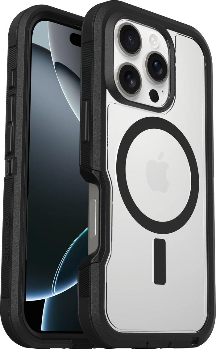 OtterBox Defender XT iPhone 16 Pro Back Cover with MagSafe Magnet Transparent Black Belt visual supplier