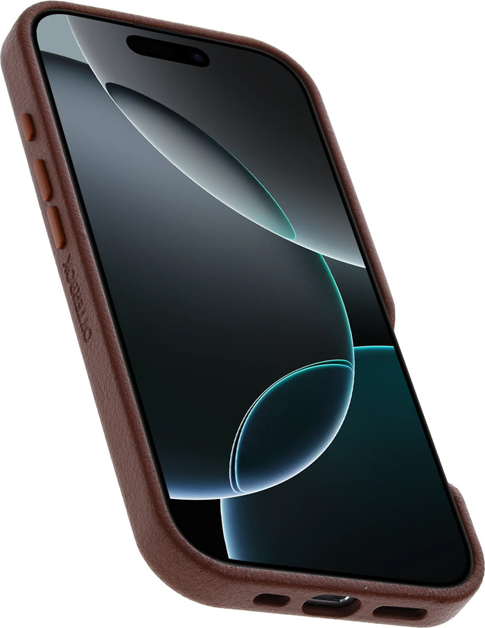 Otterbox Symmetry Apple iPhone 16 Pro Back Cover met MagSafe Magneet Leer Bruin achterkant