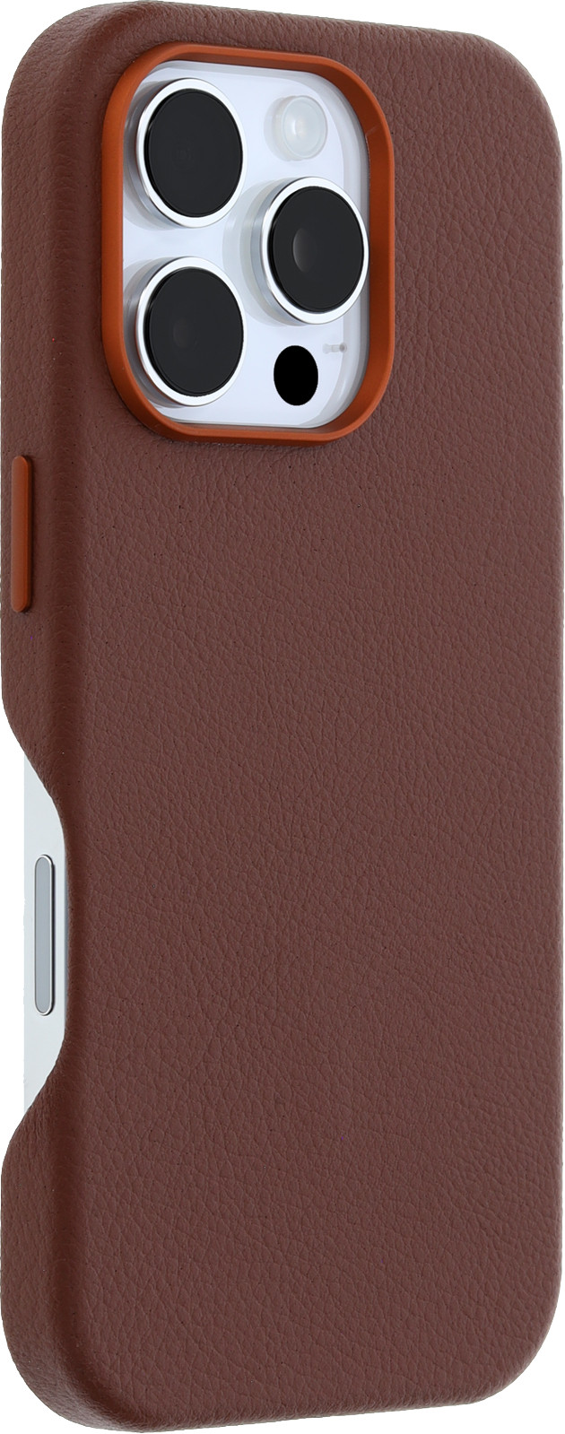 Otterbox Symmetry Apple iPhone 16 Pro Back Cover met MagSafe Magneet Leer Bruin rechterkant