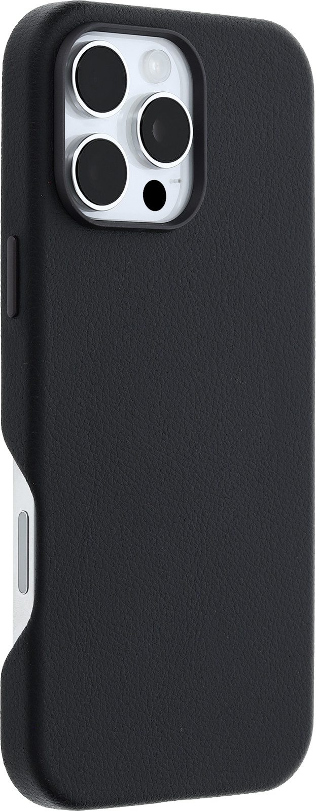 Otterbox Symmetry Apple iPhone 16 Pro Max Back Cover met MagSafe Magneet Leer Zwart rechterkant