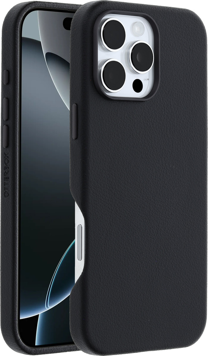 Otterbox Symmetry Apple iPhone 16 Pro Max Back Cover met MagSafe Magneet Leer Zwart visual leverancier